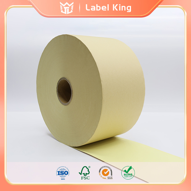 Kraft Paper Sticker Roll Self-Adhesive Label Material for Good Packing Yellow Base