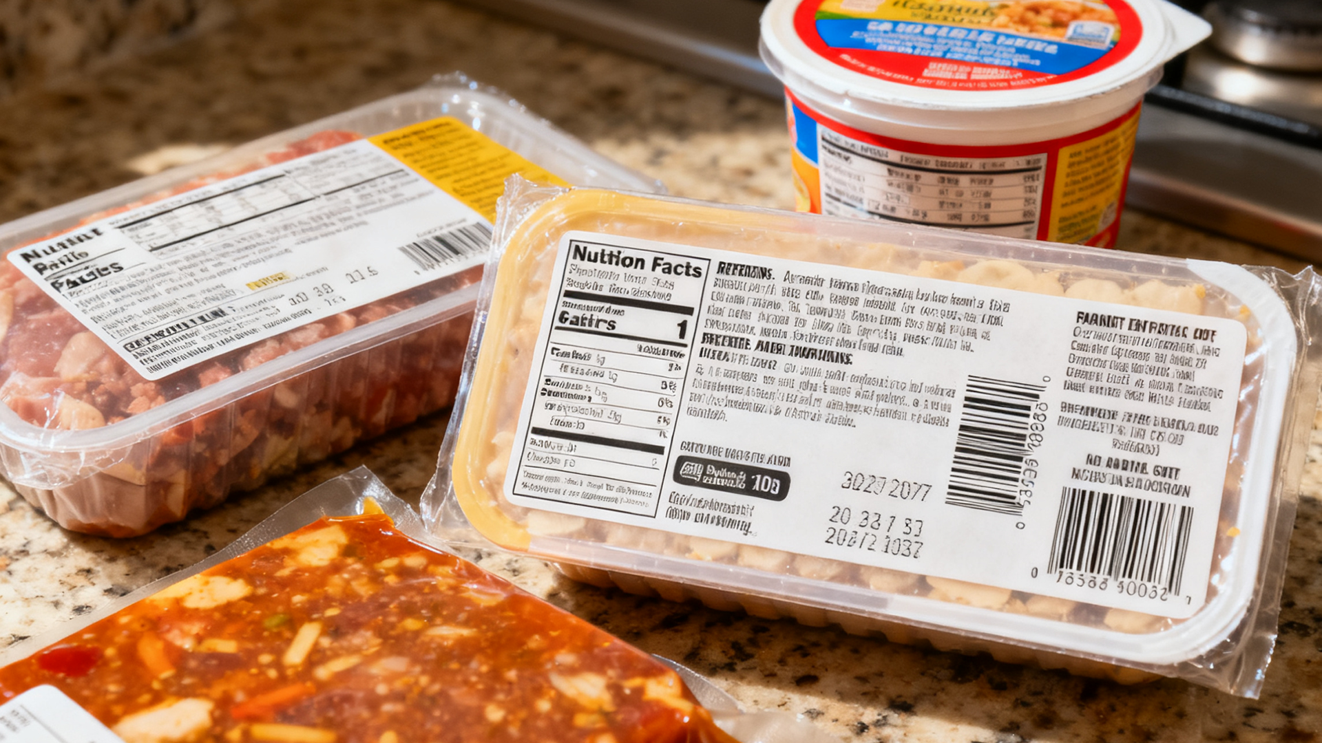 Packaged food containers with nutrition label
