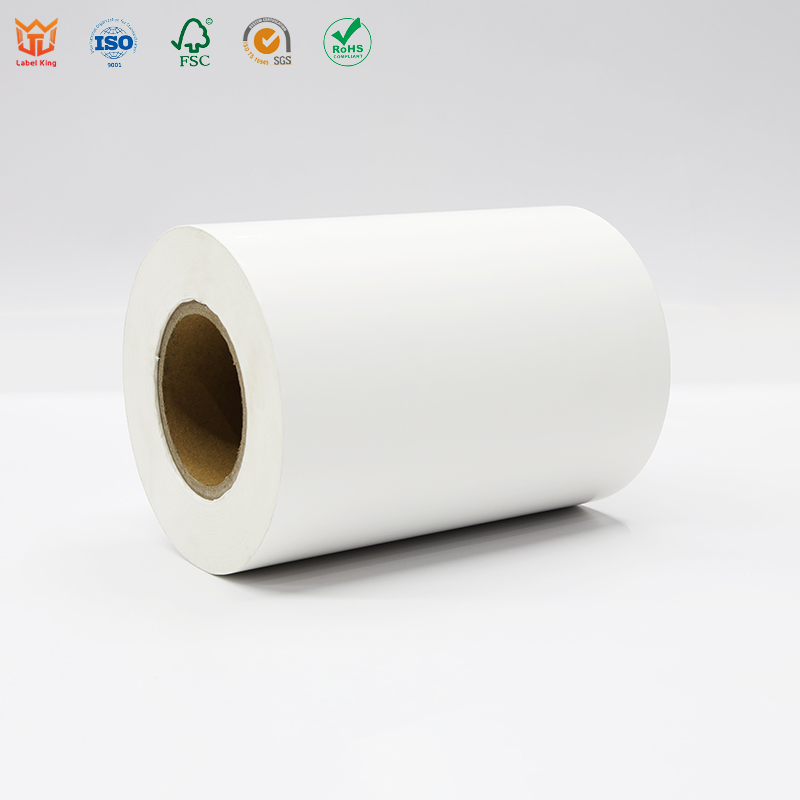 Rolls of matte white synthetic paper for label printing